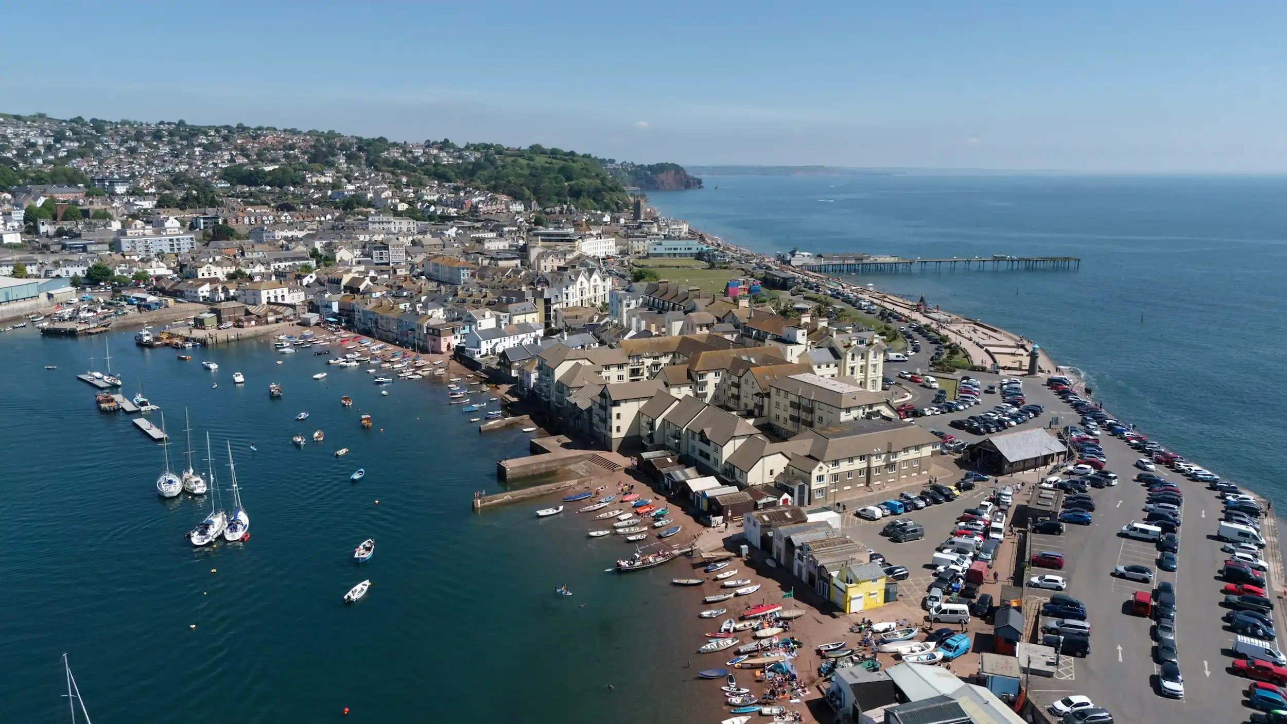 Ariel view of Teignmouth point & The Den.