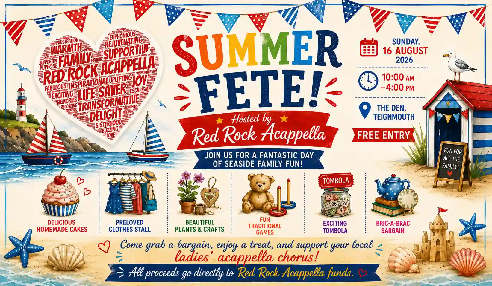 Red Rock Acappella event poster in Teignmouth.